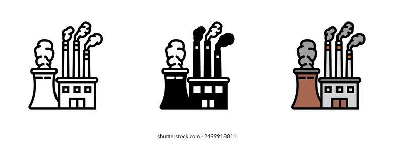 Smokestack Icon, Tall chimney used for venting smoke and gases from industrial processes, commonly found in factories and power plants.