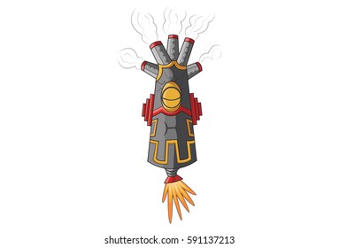 Smokey Robot Irritated. Vector Illustration. Isolated on white background.