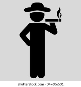 Smoking Agent vector icon. Style is flat symbol, black color, rounded angles, light gray background.