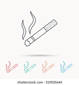 Smoking allowed icon. Yes smoke sign. Linear icons on white background. Vector