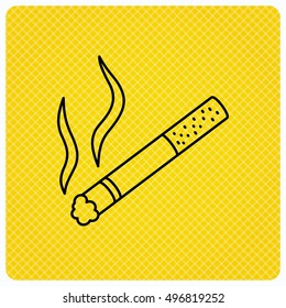 Smoking allowed icon. Yes smoke sign. Linear icon on orange background. Vector