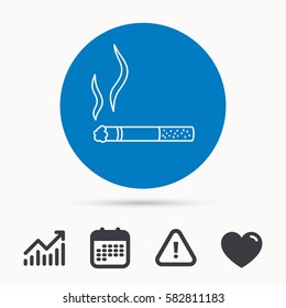 Smoking allowed icon. Yes smoke sign. Calendar, attention sign and growth chart. Button with web icon. Vector