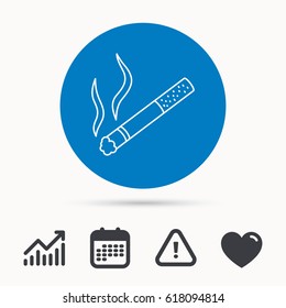 Smoking allowed icon. Yes smoke sign. Calendar, attention sign and growth chart. Button with web icon. Vector