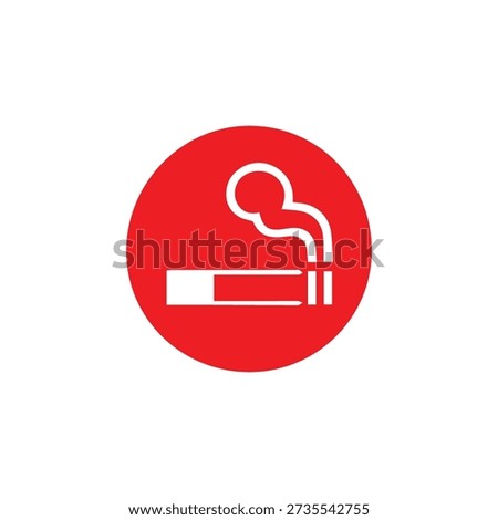 Smoking allowed symbol, cigarette with smoke plume, health warning sign. Red circle graphic, tobacco consumption icon, public space indication.