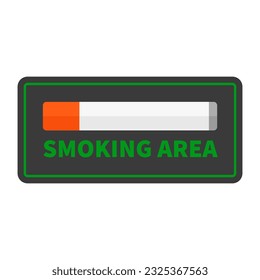 Smoking Area In Black Color And Rectangle Shape With Green Line For Sign Information
