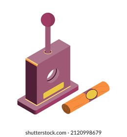 Composición del área de humedecimiento con imagen aislada del encendedor eléctrico de cigarrillos con ilustración del vector de cigarros