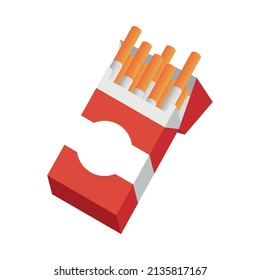 Smoking area composition with isolated image of opened pack with cigarettes vector illustration