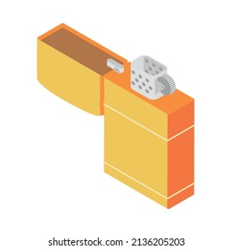 Smoking area composition with isolated image of petrol lighter vector illustration