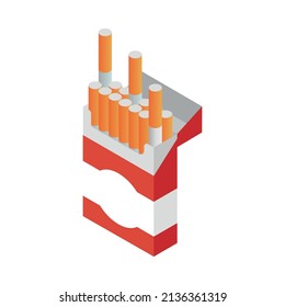 Composición del área de humedecimiento con imagen aislada del paquete abierto con cigarrillos ilustración vectorial