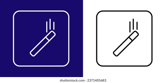 Icono de área de fumadores. Disponible en dos colores azul, blanco y blanco, negro. 