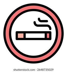 Ícone de área de tabagismo ilustração de estilo de linha plana representando zonas designadas para tabagismo, adequado para sinalização de espaço público, gerenciamento de instalações e projetos de conformidade regulamentar