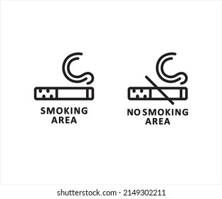 Smoking area icon. No smoking vector icon. Cigarette smoke forbidden, no smoking area warning sign, vector illustration
