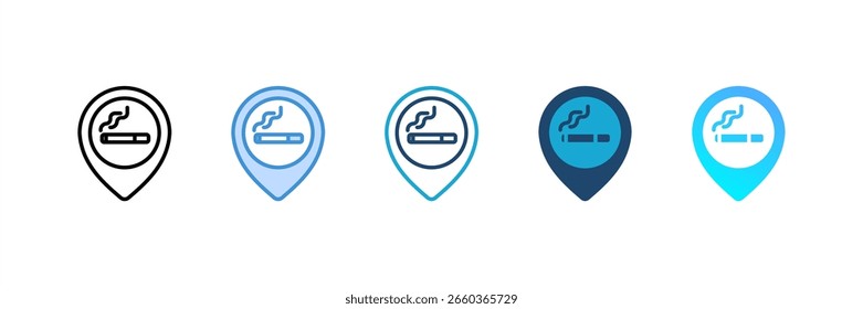 Conjunto de iconos de área de fumadores colección de estilo múltiple