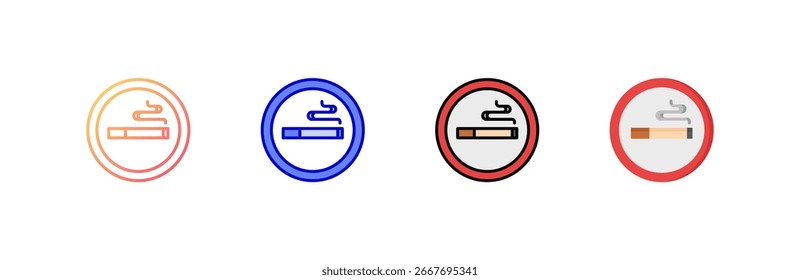 Conjunto de iconos de área de fumadores colección de estilo múltiple