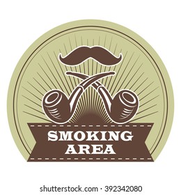 Smoking area labels. Retro vector illustration