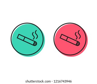 Smoking area line icon. Cigarette sign. Smokers zone symbol. Positive and negative circle buttons concept. Good or bad symbols. Smoking Vector