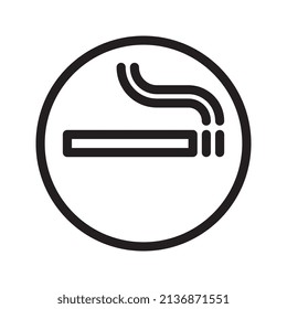 Icono de línea de área de fumadores. Cigarrillo con símbolo de contorno de humo. Trazo editable. Gráficos vectoriales