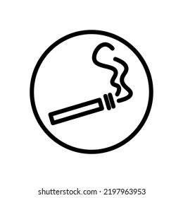 Smoking area line icon. Cigarette with smoke, tar, nicotine, no smoking, tobacco, tyutyun. Burning cigarette on a white background. Vector line icon for Business and Advertising