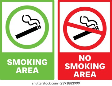 Smoking Area and No smoking sign | Smoking Area and No smoking area vector