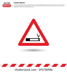 Smoking Area - Red triangle Traffic sign icon