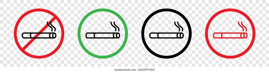 Smoking area set. Smoking is restricted. Smoking is allowed. Singboard for public places. Don't smoke. Vector image