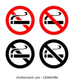 Smoking area set symbols, not allowed sign