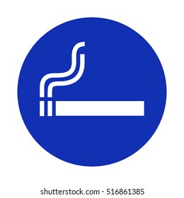 Smoking area sign blue on white background. Vector illustration.