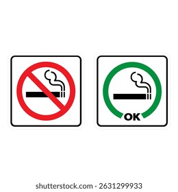 Smoking area sign and no smoking sign.