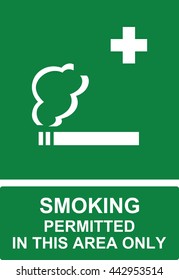 Smoking area sign, permitted zone