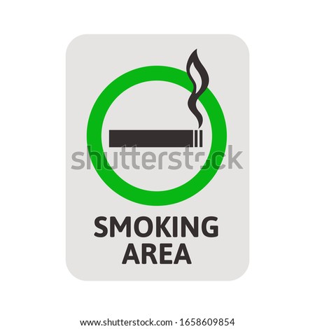 Smoking area sign. Public place for smoking. Banner, board or sticker for room, building. Vector illustration, flat design element, isolated on white background.