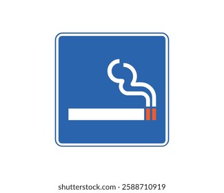 Smoking area sign symbol vector. Cigarette, vector, smoke, icon, tobacco, symbol, stop, sign, health. Can use for infographic, banner, poster, web design. Isolated on white background. 