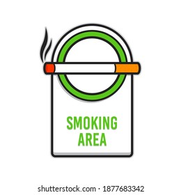 enseigne de la zone de tabagisme image vectorielle avec cigarette