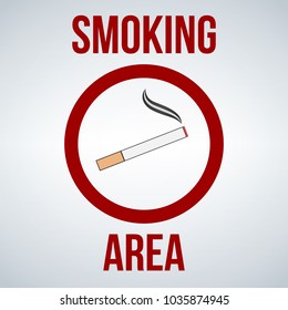 Smoking Area Sign. Vector Illustration isolated on white.