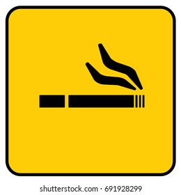 Smoking Area Sign Yellow. Vector.