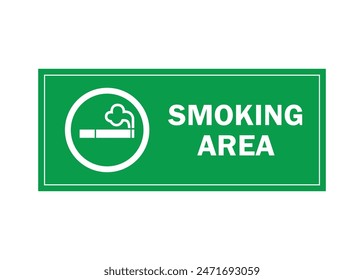 smoking area smoke permitted sign illustration with text horizontal form and green background