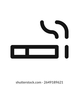 Ícone de UI da área de fumaça, cigarro com fumaça símbolo de vetor de interface de usuário de linha simples com traço editável