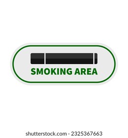 Smoking Area In White Color And Rounded Rectangle Shape With Green Line For Sign Information
