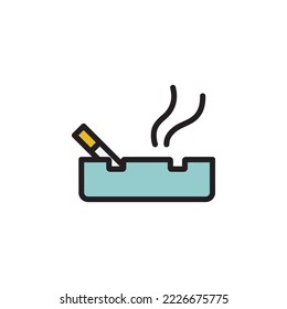 icono de contorno de cenicero de cigarrillo. Icono de ilustración de elementos de actividades de fumar. Los signos y símbolos se pueden utilizar para web, logotipo, aplicación móvil, interfaz de usuario, UX