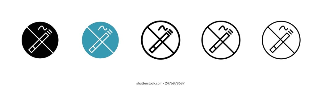 Smoking ban black liner icon collection