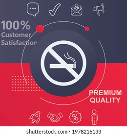 smoking ban icon. Customize your design with a navy and red colored background template