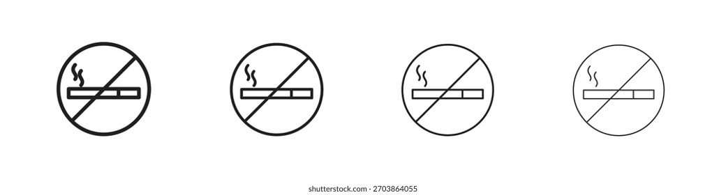 Das lineare Vektorsymbol des Rauchverbots in einem bearbeitbaren Stil.