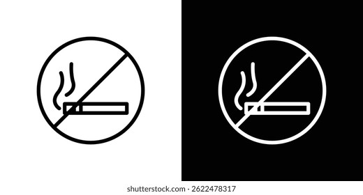 ícone de proibição de fumar forma gráfico simples clipart símbolo. linha fina contorno arte