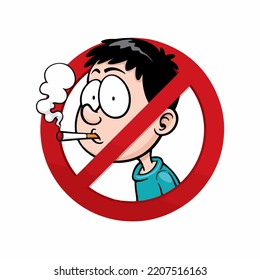 Smoking Ban Illustration. No Smoking Cartoon Illustration