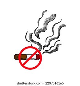 Smoking Ban Illustration. No Smoking Cartoon Illustration