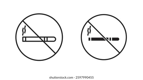Smoking ban line icon vector set.