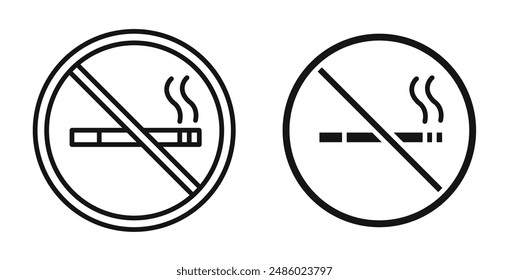 Smoking ban outlined icon vector collection.