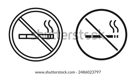 Smoking ban outlined icon vector collection.