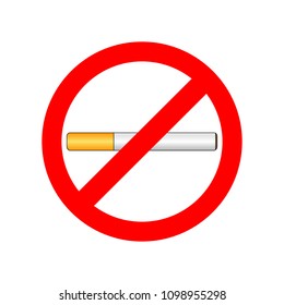 Smoking ban in a red circle vector illustration on a white background 