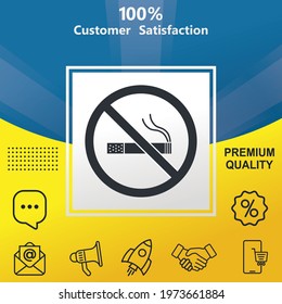 smoking ban vector glyph color icon. With yellow and blue background option