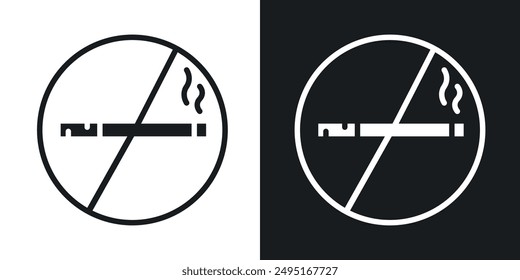 Smoking ban vector icon set in solid style.